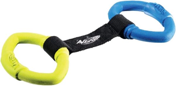 Nerf Dog Dog Toy, 2 Ring Strap Tug, 2 Ring Pull Toy for Dogs, Multi-Colour