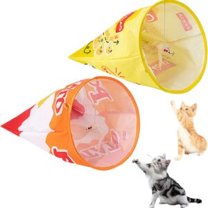 Oiuyamn 2PCS Cat Tunnel Bag with Plush Mouse Interactive Cat Drill Bag, Collapsible Cat Sleeping Bag, Cat Indoor Play Tunnel Toys