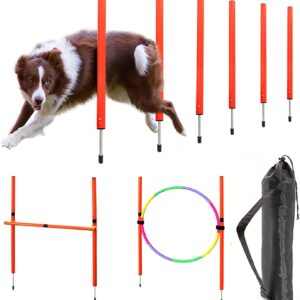 Outdoor Dog Agility Training Equipment Jumping Running Sports Stakes Pole Portable Pet Obstacle Course Set for Backyard