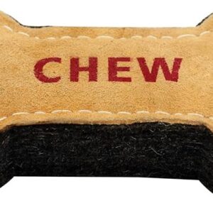 PAWPOURRI Premium Bone Shaped Natural Suede Leather Chew Toy for Adult Dogs, Puppies, Cats | Tough, Durable and Fun | Chewing Interactive Pet Toy (Bone)