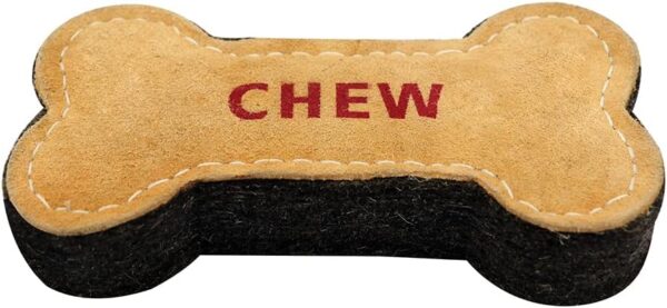 PAWPOURRI Premium Bone Shaped Natural Suede Leather Chew Toy for Adult Dogs, Puppies, Cats | Tough, Durable and Fun | Chewing Interactive Pet Toy (Bone)