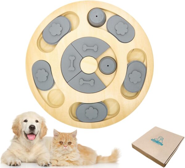 Pawfect Family® interactive toy for dogs and cats - treat dispenser and brain game level 1, made of wood