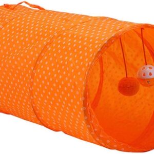 Pet Tunnel Tube Toy Orange Foldable Cat Dog Play Interactive Training Puppy Outdoor Indoor Supplies Cat Tunnel Tube