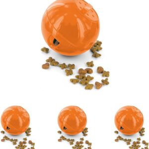 PetSafe SlimCat Food-Dispensing Cat Toy Orange, Treat Toy, Interactive Food Dispenser, Activity Snack Ball for Cats of All Ages (Pack of 4)