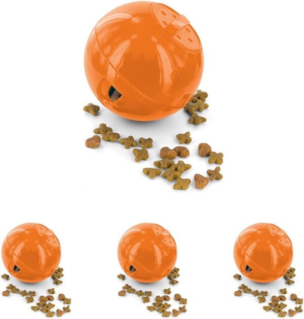 PetSafe SlimCat Food-Dispensing Cat Toy Orange, Treat Toy, Interactive Food Dispenser, Activity Snack Ball for Cats of All Ages (Pack of 4)