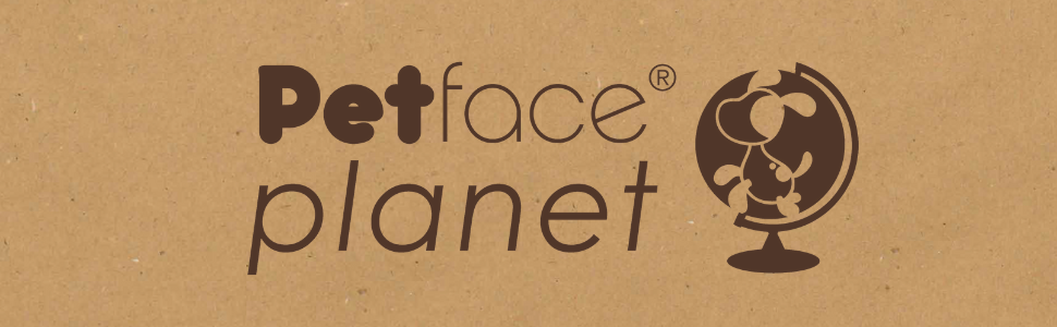 Petface Planet header with cardboard background sustainable pet range