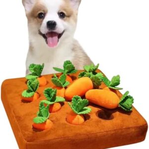 Plush Toys for Dogs 13.7''x13.7'' Plush Carrot Toy Mats Interactive Dog Toys Dog Puzzle Toys Chew Toy with 12 Plush Carrots,for Small Dogs Stress Relief