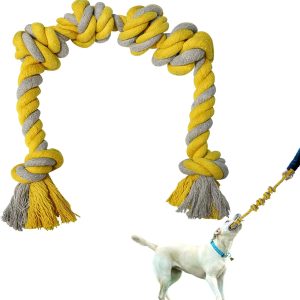 ROSAUI Dog Rope Toys Indestructible Cotton Rope Toy for Large Medium Dogs, 65cm Long 6 Knots, Bite-resistant and Teeth-cleaning Dog Chew Toys, Tug-of-war Game, Relieve Anxiety and Loneliness