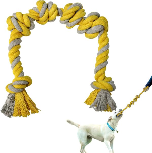 ROSAUI Dog Rope Toys Indestructible Cotton Rope Toy for Large Medium Dogs, 65cm Long 6 Knots, Bite-resistant and Teeth-cleaning Dog Chew Toys, Tug-of-war Game, Relieve Anxiety and Loneliness