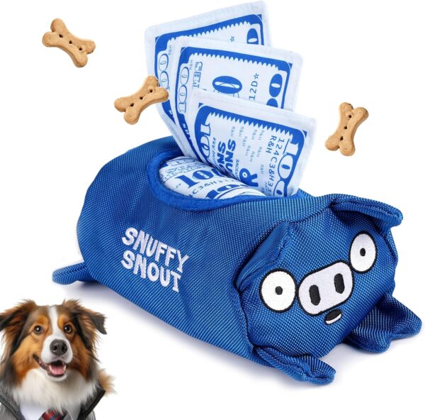 Race&Herd Snuffle Snout Dog Piggy Bank, Dog Toys to Keep Them Busy, Dog Puzzles for Smart Dogs, Dog Enrichment Toys, Money Dog Puzzle Toy, Enrichment Toys for Dogs (Piggy Bank, Three $100 Bills)