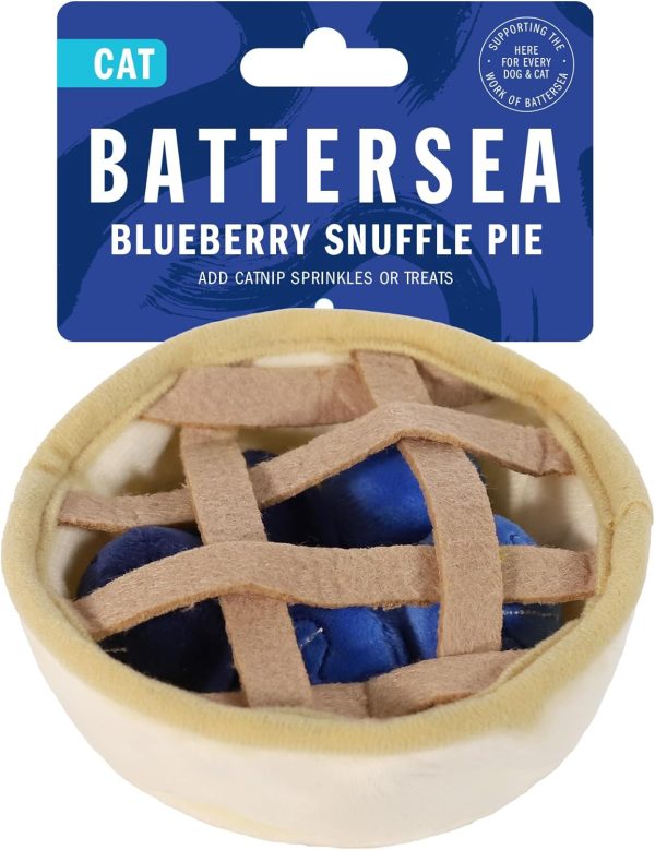 Rosewood Battersea Blueberry Snuffle Pie Cat Toy, Cat Snuffle Toy, Catnip Blueberries in Plush Pie Toy, Catnip Toy, Blue, 12.5cm