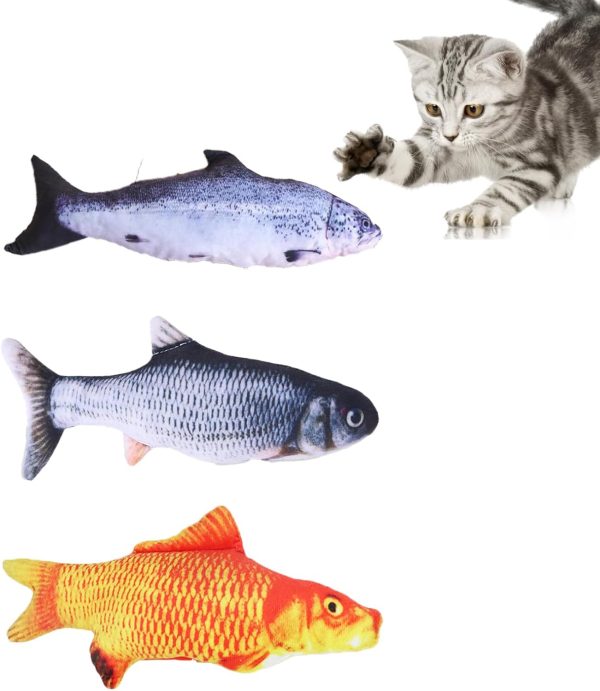 SEGXN 3-Pack Catnip Fish Toy Realistic Plush Cat Fish Toy Cat Fish Pillow Fun Pet Interactive Cat Fish Toy Great For Kittens and Puppies To Chew, Clean Teeth, Nip, Kick and Retrieve