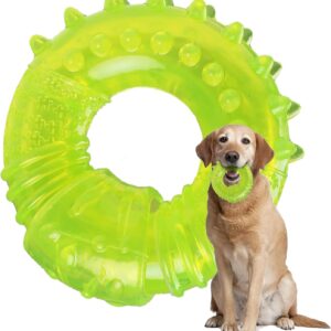 SPOFLY Teething Chew Toys Teething Ring Toy for Medium to Large Dogs, Boredom and Stimulating Puzzle Toy, Dog Treat Dispenser, Durable Dog Chew Toy for Aggressive Chewers (Large Size)