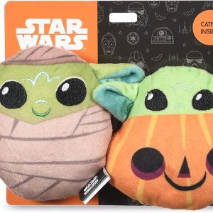 STAR WARS for Pets The Mandalorian 4” Halloween Cat Toys 2pc GROGU Mummy & GROGU Pumpkin with Catnip | for Pets GROGU Catnip Cat Toys 2 Piece Collection (FF23417)