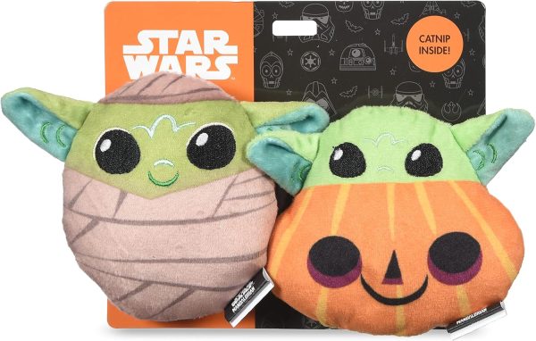 STAR WARS for Pets The Mandalorian 4” Halloween Cat Toys 2pc GROGU Mummy & GROGU Pumpkin with Catnip | for Pets GROGU Catnip Cat Toys 2 Piece Collection (FF23417)