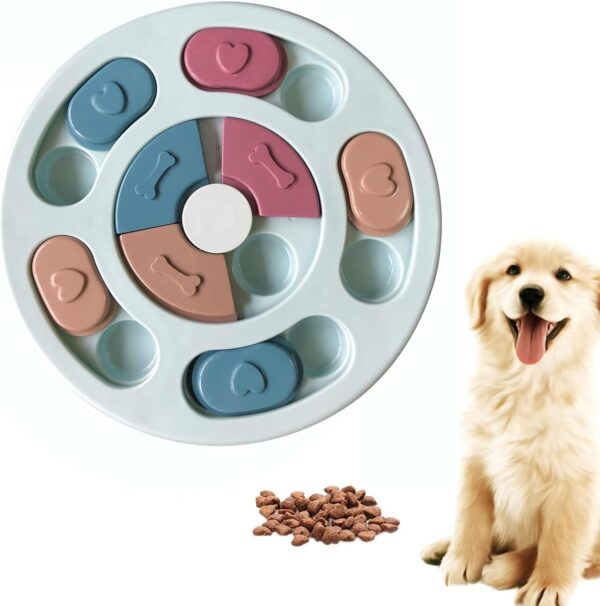 SUOXU Dog Puzzle Slow Feeder Dog Toy, Puppy Treat Dispenser Feeder Toy, Interactive Dog Puzzle Feeder Dog Training Improve IQ Puzzle Dog Bowl (Blue)