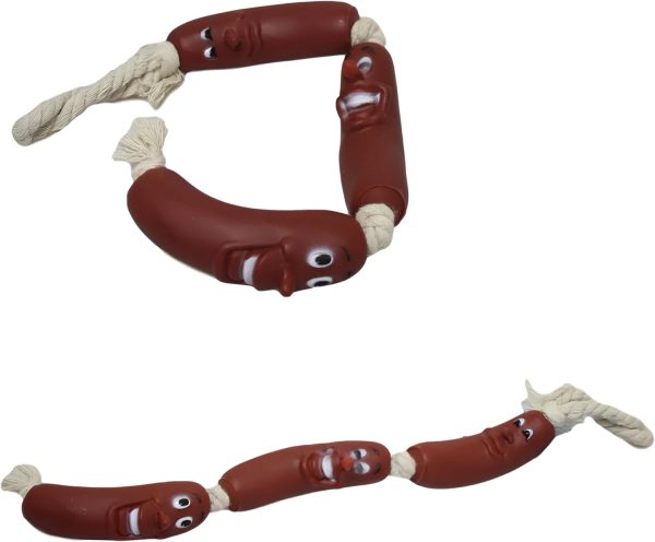 Sausage On A Rope Dog Toy Teething Promotes Oral Health Tug Of War Game For All Sized dogs Fun Dog Toy Different Expressions On Each Face Keep Your Dog Engaged And Happy!