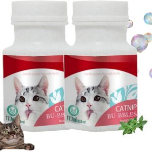 ShengQiu 2pcs Catnip Bubbles for Cat,Catnip Bubble Solution,Catnip Bubble Toys,Natural Catnip Oil Bubble Cat Toy,Interactive Cat Toy,Catnip Play Toy for Indoor and Outdoor Cats,Catnip Fun Bubbles