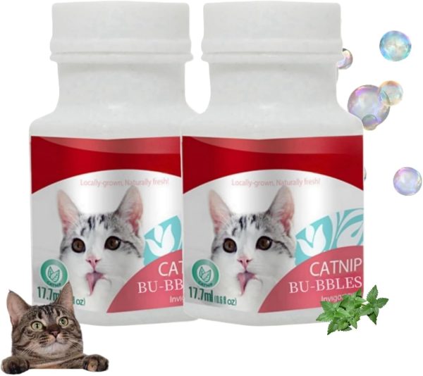 ShengQiu 2pcs Catnip Bubbles for Cat,Catnip Bubble Solution,Catnip Bubble Toys,Natural Catnip Oil Bubble Cat Toy,Interactive Cat Toy,Catnip Play Toy for Indoor and Outdoor Cats,Catnip Fun Bubbles