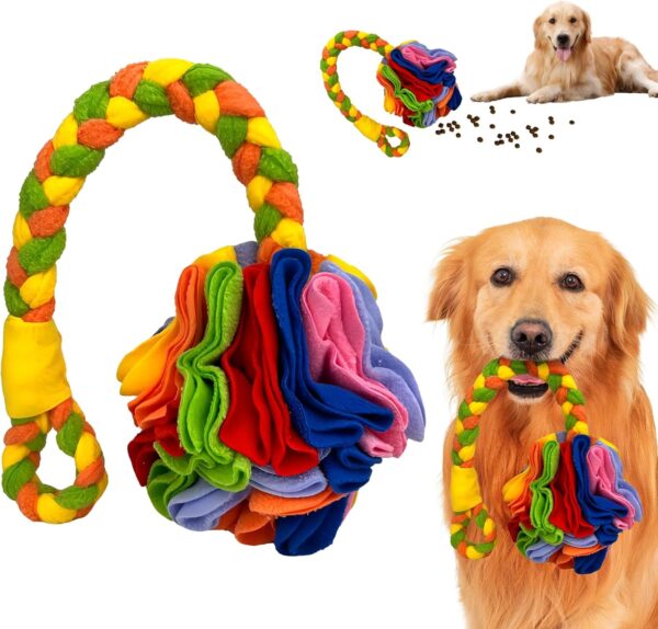 Snuffle Ball for Dogs,Interactive Dog Toys Ball Dog Treat Ball Dispenser Dog Puzzle Toys Puppy Treat Dispenser Slow Feeder Natural Foraging Skills Training for Small Medium Dogs Pets (Colorful 1)