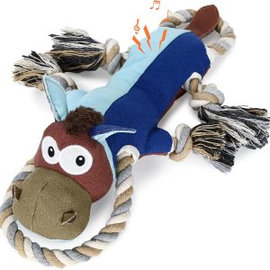 Squeaky Dog Toy, Interactive Squeaky and Plush Dog Toy with Tug of War Rope, Suitable for Small, Medium, and Big Dogs