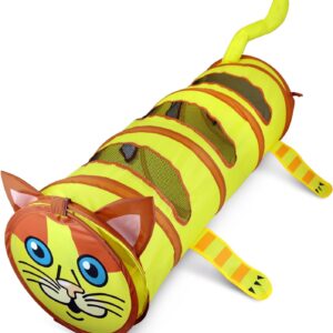 TTCAT Collapsible Foldable Cat Tubes Cat Tunnel Toys,with Plush Ball, Easy to Clean,Door Curtain Cat Play Tunnel for Indoor Cats, Kitty, Kitten