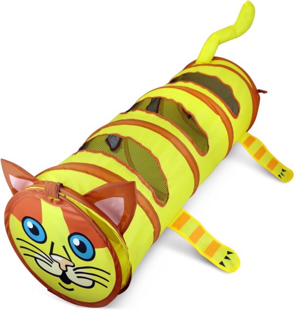 TTCAT Collapsible Foldable Cat Tubes Cat Tunnel Toys,with Plush Ball, Easy to Clean,Door Curtain Cat Play Tunnel for Indoor Cats, Kitty, Kitten