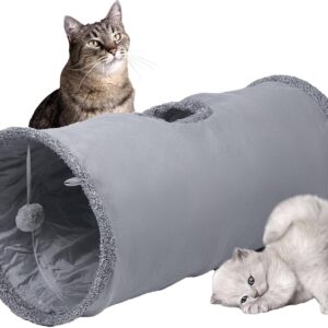 TiLanmiy Cat Tunnel, Durable Suede Collapsible Cat Play Tube Toys with Play Ball, Indoor Cat Play Tunnel for Cat, Puppy, Kitty, Kitten, Rabbit (Small)