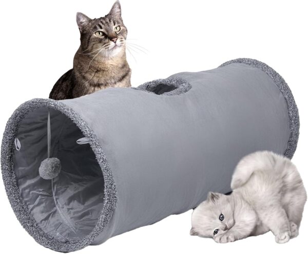 TiLanmiy Cat Tunnel, Durable Suede Collapsible Cat Play Tube Toys with Play Ball, Indoor Cat Play Tunnel for Cat, Puppy, Kitty, Kitten, Rabbit (Small)