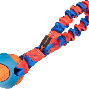 Tug-E-Nuff Pocket PowerBall Bungee | Shock Absorbing Bungee Handle | Durable Ball Toy for Dogs | Ideal for Interactive Dog Training and Dogs of all Ages | 23 cm (9 inches) in size