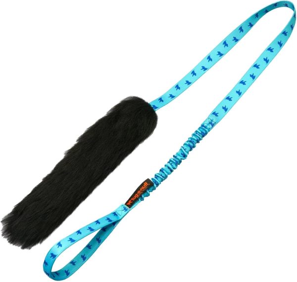 Tug-E-Nuff Sheepskin Bungee Chaser Tug | Durable Dog Tug Toy Chaser with Extra Long Handle | Ideal for Interactive Dog Training | 100% Responsibly-sourced Sheepskin | Size 47 x 12 inches