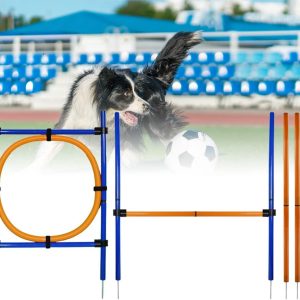 UYSELA 28 Piece Dog Agility Equipments, Obstacle Courses Training Starter Kit, Pet Outdoor Games for Backyard Includes Jumping, High Jumps, Slalom Poles with Carrying Case, Building Mutual Trust