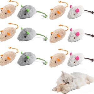 WPCSM 12 Pcs Cat Mouse Toy, Catnip Toys, Cat Toys for Indoor Cats, Cats Adult Cat Mouse Toys Catnip Kitten Toys, Teeth Cleaning Toys Soft Playing Chewing Plush Toy for Stress Release（Random Color）