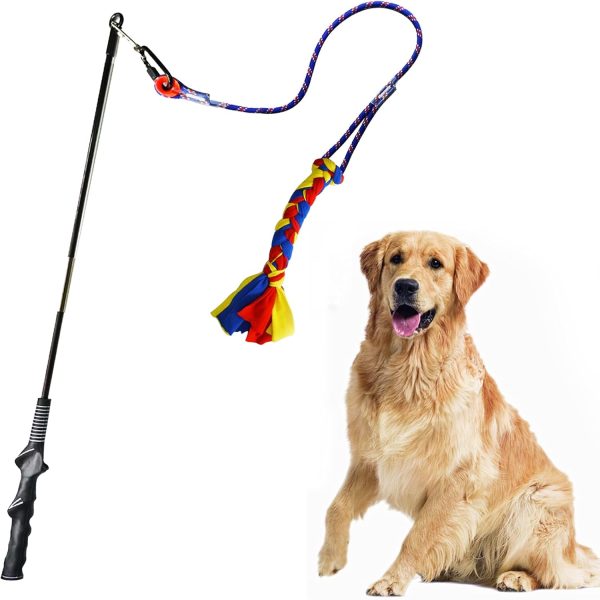 YINOR Flirt Pole for Dogs-Interactive Lures Durability Rope,Chase and Tug of war Puppy Toy，Outdoor Dog Agility Training Equipment Plush，Teaser Chew Pet Kits for Small Medium Dogs