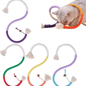 YNR 4 Pcs 70cm Rope Toys with Catnip,Cat Chew Toy Bite Rope for Teething, Chewing, Teeth Cleaning, Stress Release, Assorted Colours