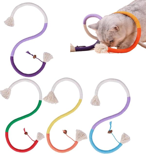 YNR 4 Pcs 70cm Rope Toys with Catnip,Cat Chew Toy Bite Rope for Teething, Chewing, Teeth Cleaning, Stress Release, Assorted Colours