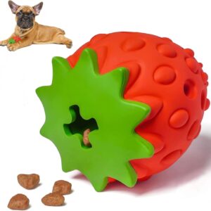 YOUMI Dog Chew Toys, Durable Puppy Feeder Toys for IQ Training & Mental Enrichment, Nontoxic Bite Resistant Dog Interactive Toy, Natural Rubber (Strawberry)