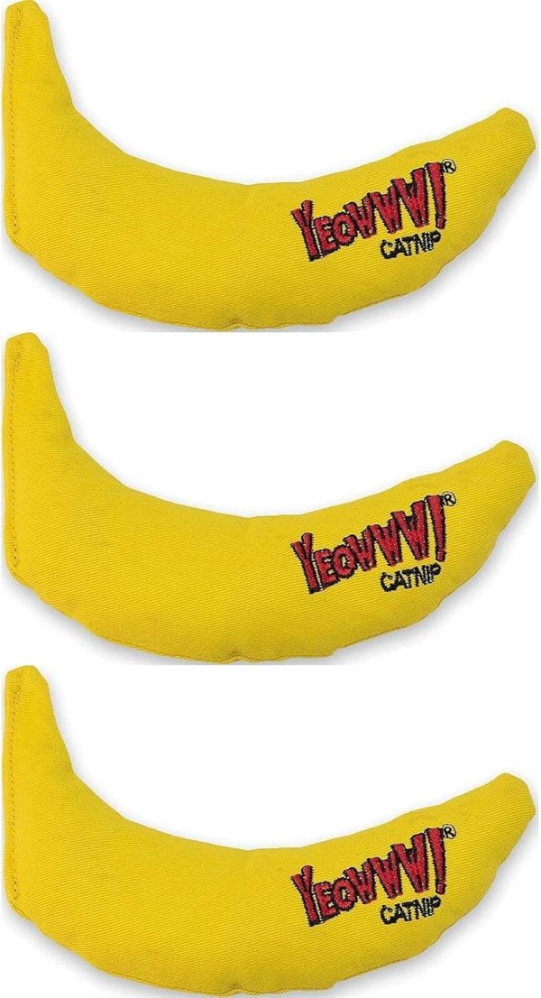 Yeowww! Catnip Banana 3 PACK | Pure Leaf & Flowertop Blend | Cat and Kitten Toy