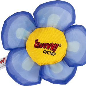 Yeowww! Daisy’s Flower Top, Organic Daisy-Shaped Crinkle Catnip Toy, Durable and Safe, for Indoor and Outdoor Cats, Blue, 14cm