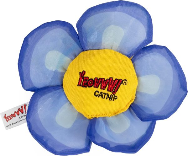 Yeowww! Daisy’s Flower Top, Organic Daisy-Shaped Crinkle Catnip Toy, Durable and Safe, for Indoor and Outdoor Cats, Blue, 14cm