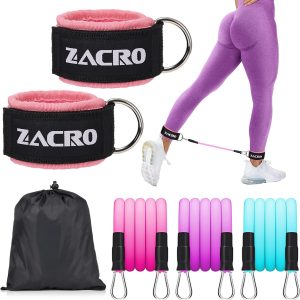 Zacro Ankle Resistance Bands with Cuffs - Resistance Bands Set with Ankle Strap for Women & Men - Glutes Workout Equipment for Home Workouts, Gym, Butt Exercise, Kickbacks Hip Fitness Training