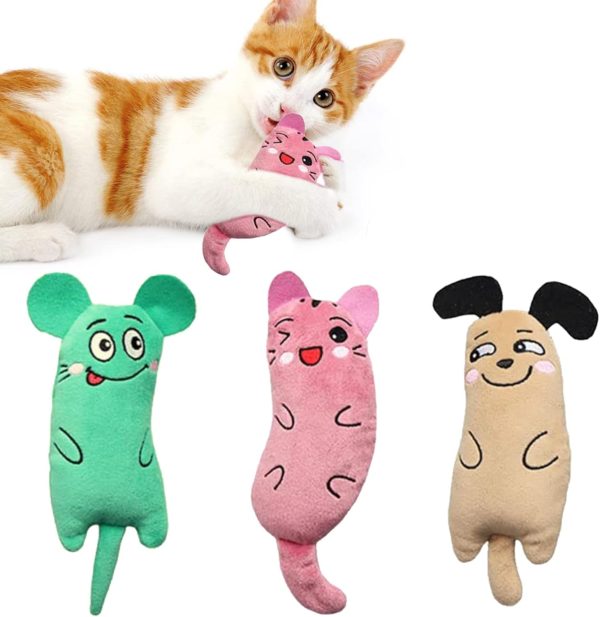 jiuhao Cat Catnip Toys,3 Pack Interactive Cat Teeth Cleaning Plush Toys for Indoor Cats Kitten- Cat Scratch Chewing Teeth Grinding Catnip Pillow Toys