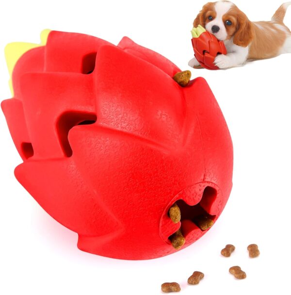 lifefav Chew Toys for Aggressive Chewers Large Medium Breeds, Interactive Treat Dispensing Slow Feeder Indestructible Durable Safe Rubber Teeth Clean Heavy Duty Tough Dog Puzzle Chew Toys (Pitaya)