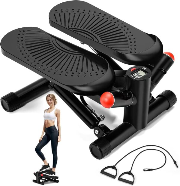 vannect Steppers for Exercise Workout, Mini Stepper with Resistance Bands, Fitness Stair Steppers with 330LBS Loading Capacity, Ultra-Quiet Portable Home Workout Equipment