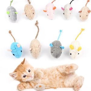 vsshe Catnip Mouse Toys, 9 Pack Catnip Toys for Cats, Mini Pet Chew Small Plush Mouse Cat Toy, Catnip Teeth Cleaning Toys for Kick Bite, Play and Indoor Interactive (Mixed Color)