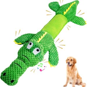 SHOKAN Large Dog Toy, Squeaky Dog Toys Big for Large Medium Small Breed, Tug of War Dog Toy Plush Crocodile, Interactive Dog Toys for Boredom, Dog Christmas Birthday Toy Gift for Dogs