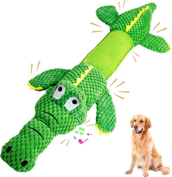 SHOKAN Large Dog Toy, Squeaky Dog Toys Big for Large Medium Small Breed, Tug of War Dog Toy Plush Crocodile, Interactive Dog Toys for Boredom, Dog Christmas Birthday Toy Gift for Dogs