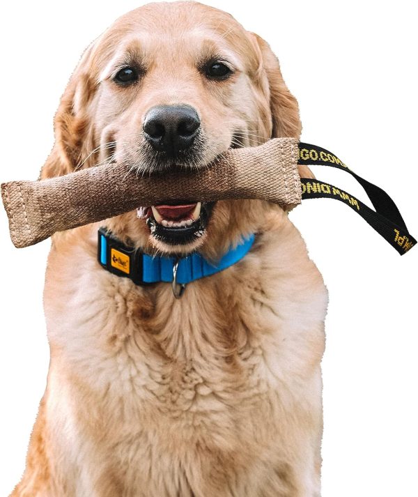 DINGO Jute Tug Toy Strong 1 Handle Pull Rope for Dog Training, Retrieve, Bite Work, Prey Drive, Tug of War, Fun, Handmade Dummy 28 cm Natural Colour 10519