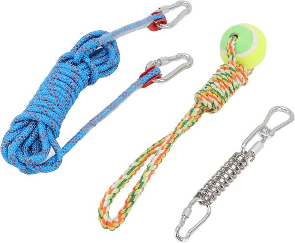 Qcwwy Spring Pole Dog Rope Toys, Interactive Hanging Bungee Dog Toys for Medium Large Dogs 16.4ft, Outdoor Hanging Exercise Rope Pull Tug of War Toy Muscle Builder