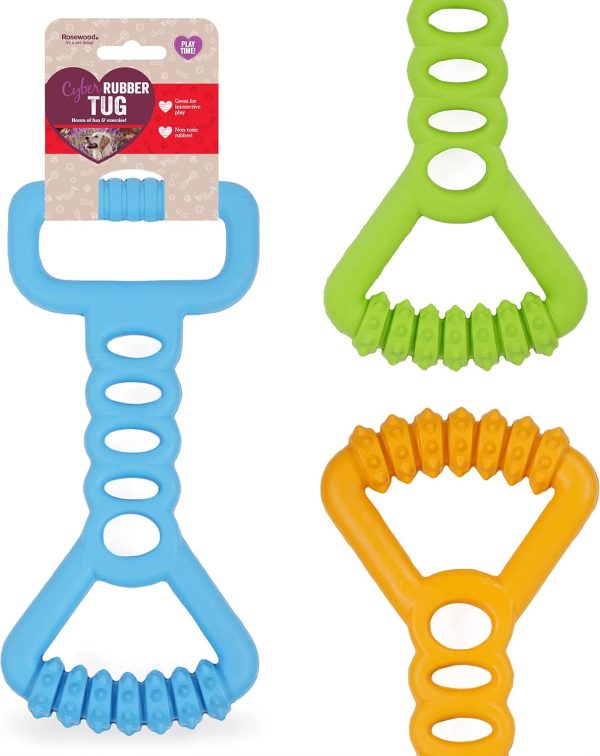 Rosewood Rubber, Tough Chew Resistant, Interactive Tug Dog Toy, Assorted Colours